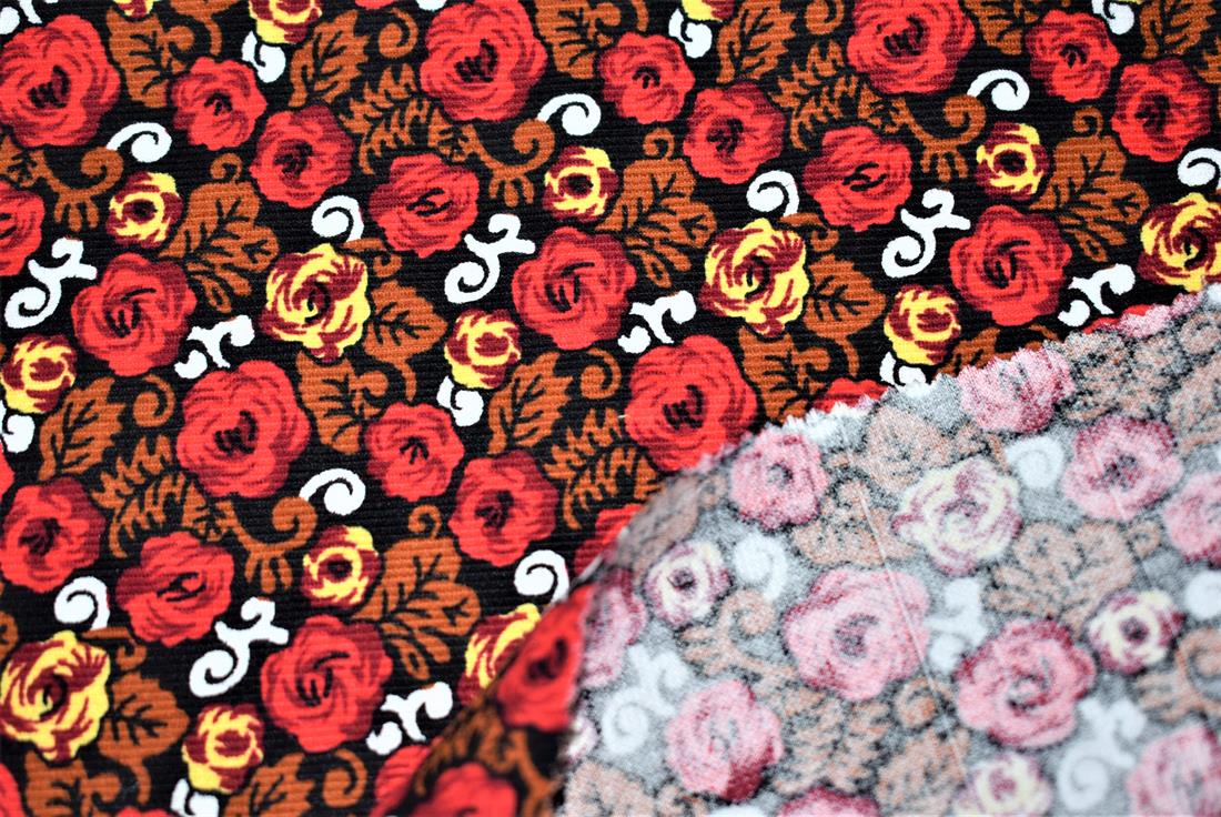 Floral Swirls Cord Printed Corduroy Fabric