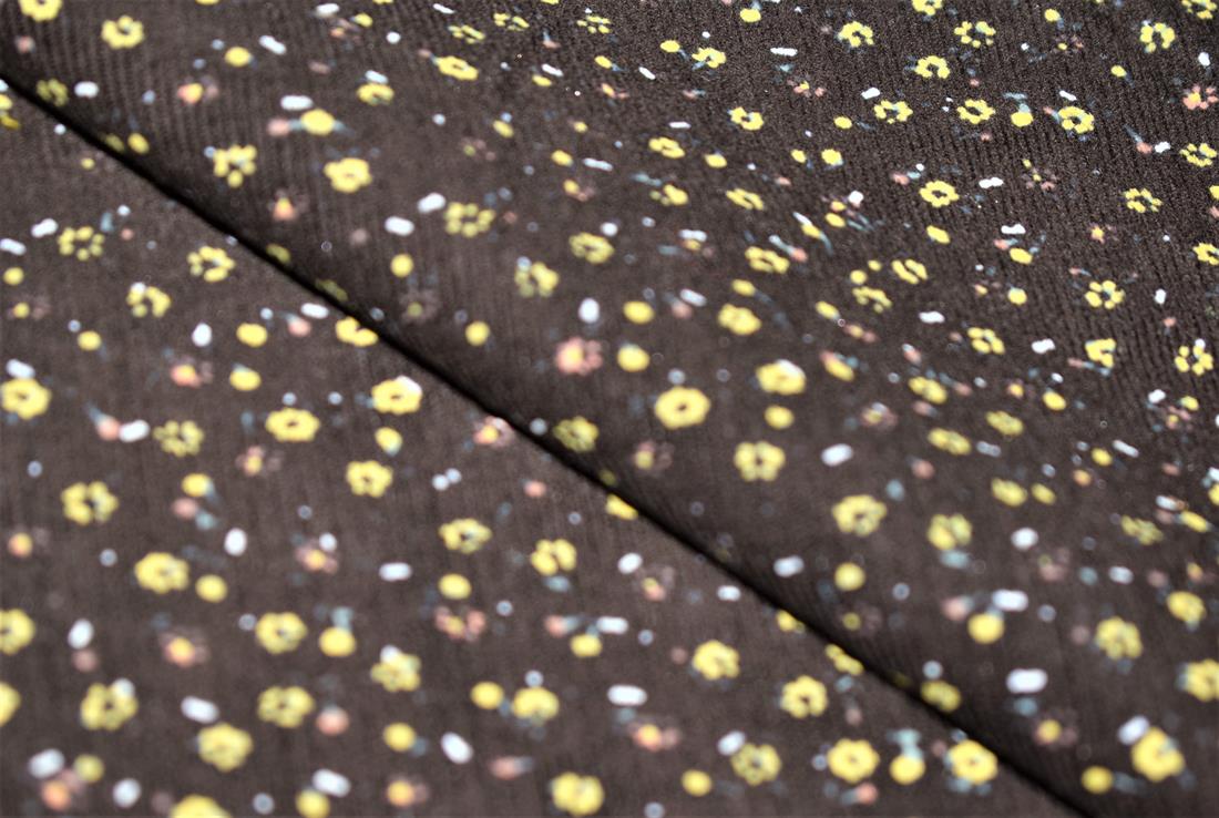Brown Ditsy Flower Cord Corduroy