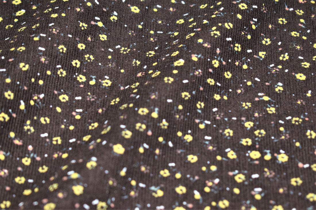 Brown Ditsy Flower Cord Corduroy