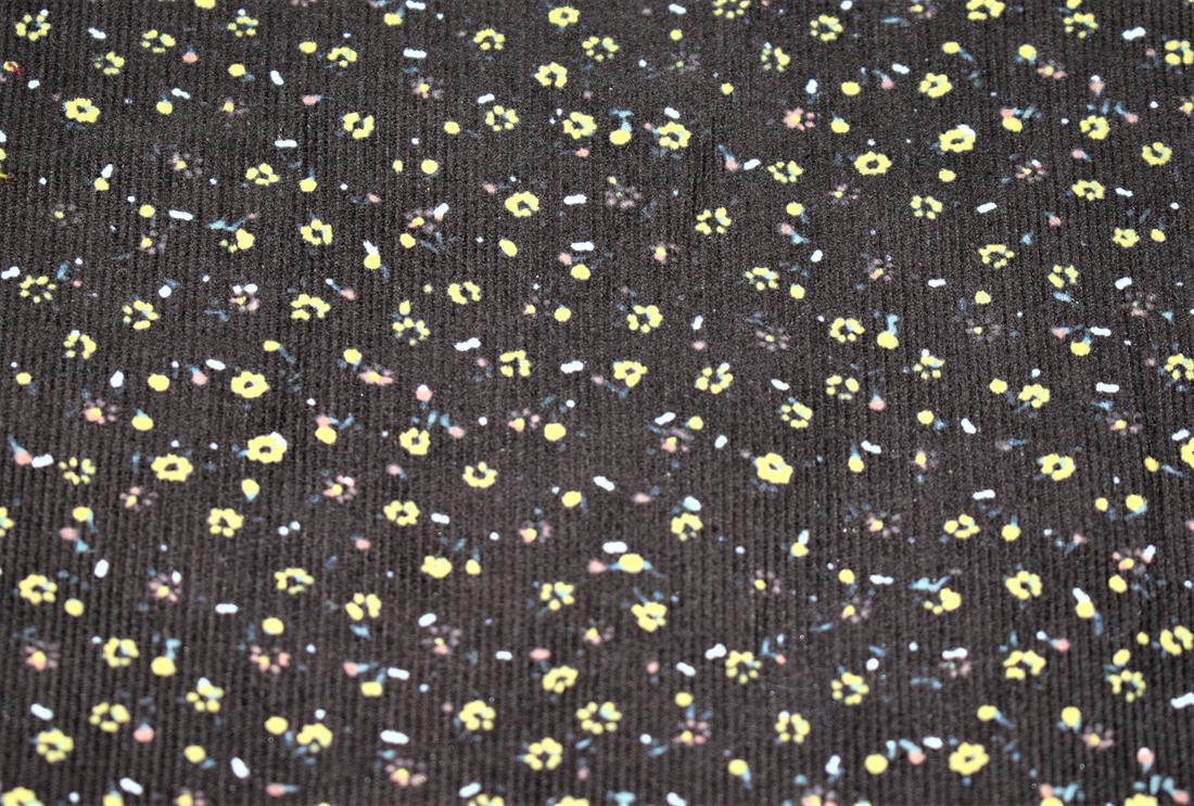Brown Ditsy Flower Cord Corduroy