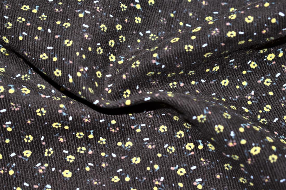 Brown Ditsy Flower Cord Corduroy