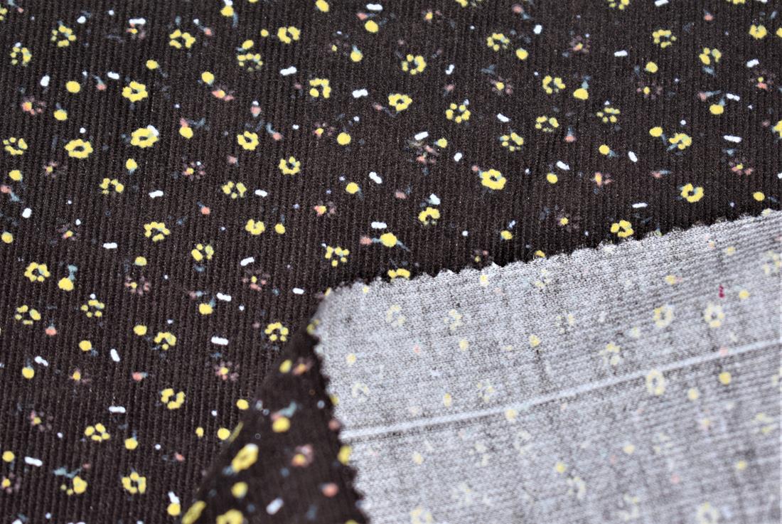 Brown Ditsy Flower Cord Corduroy
