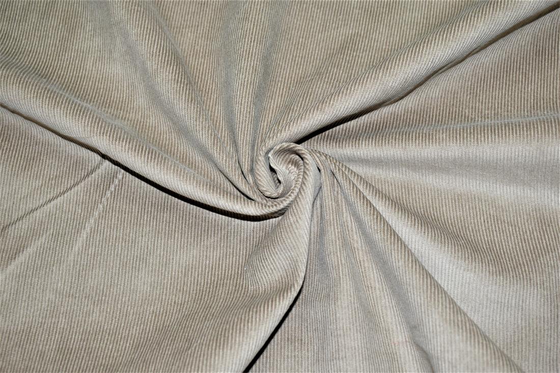 Khaki & Green Corduroy Plain Fabric