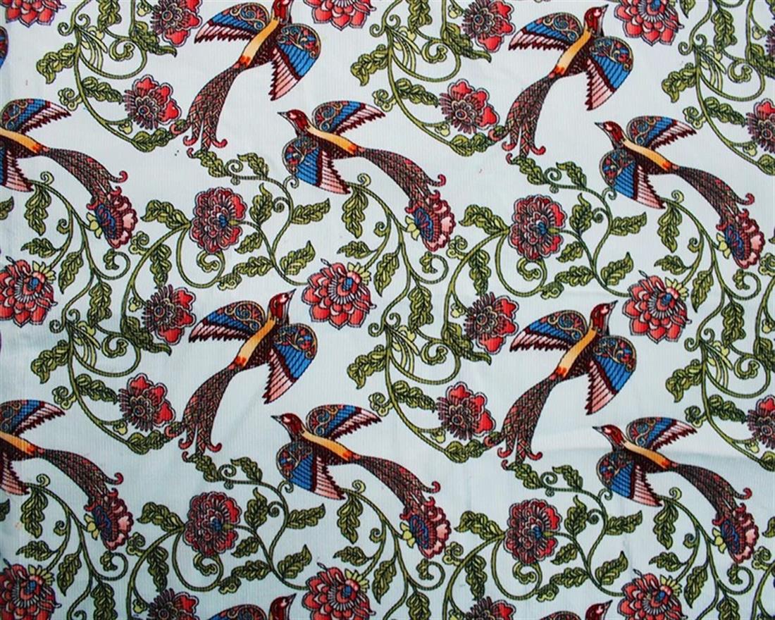 Sky Blue Little Johnny Art Nouveau Floral Birds Corduroy