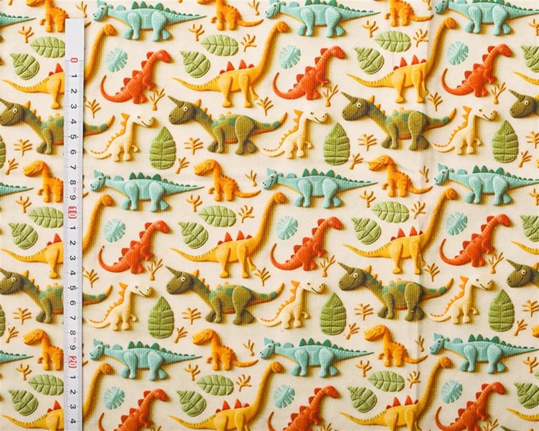 Beige Little Johnny Needlecord 3D Dinos Step Into a Prehistoric World…