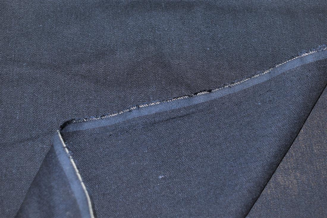 Navy Plain Cotton Linen Fabric