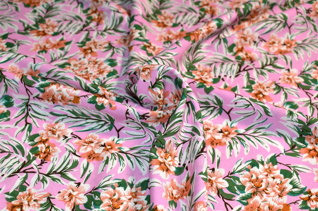 Printed Floral Crepe Fabric Material