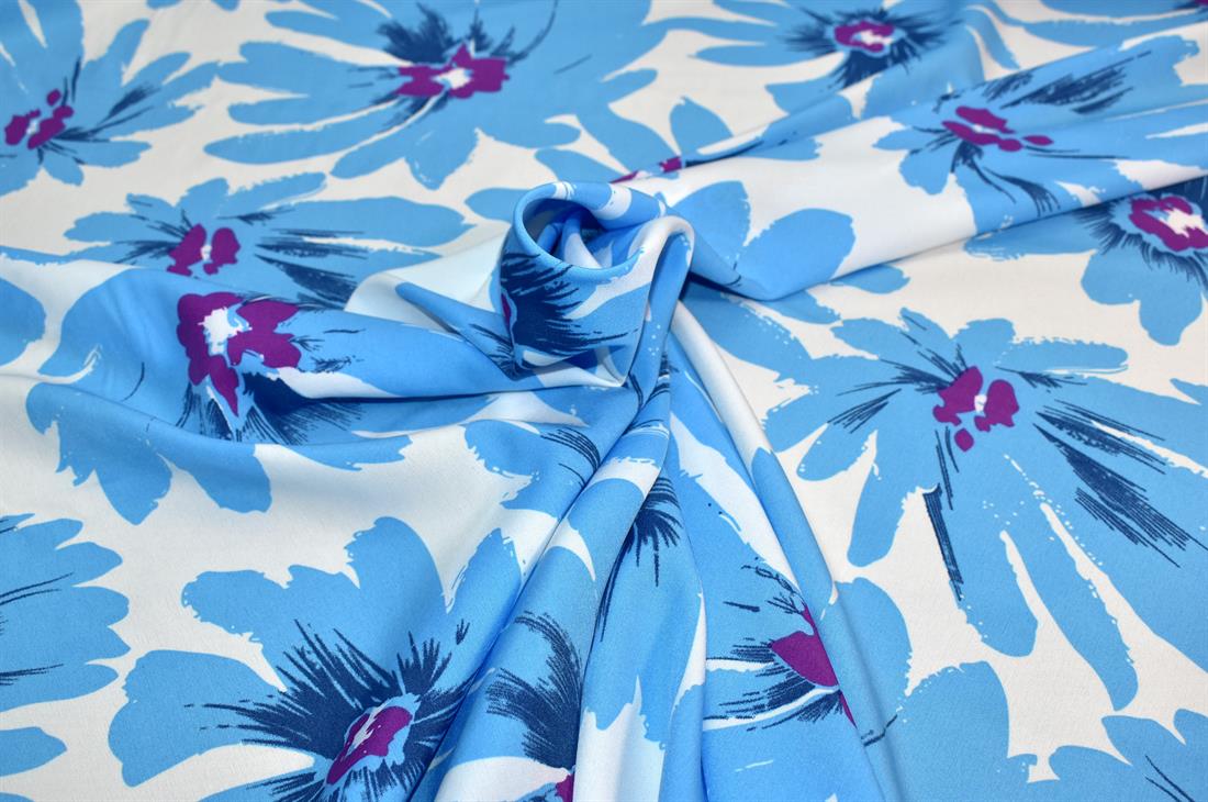 Printed Floral Crepe/Viscose Fabric Material