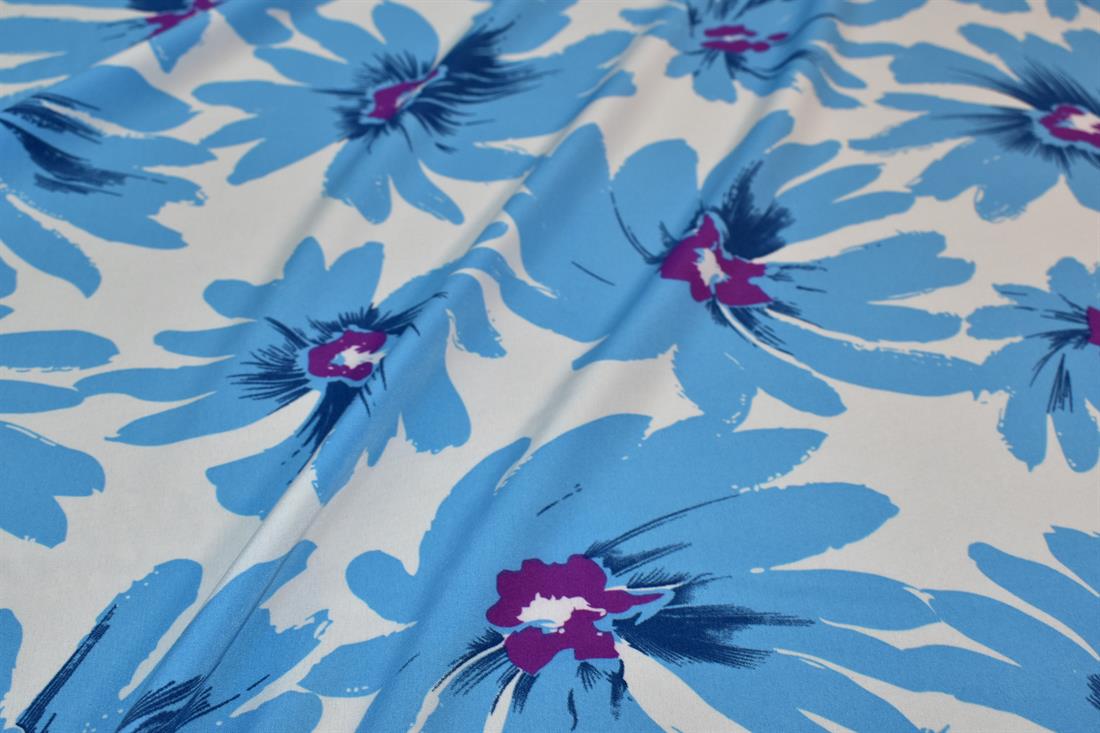 Printed Floral Crepe/Viscose Fabric Material