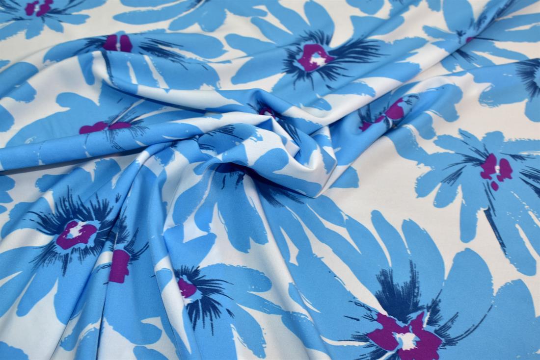Printed Floral Crepe/Viscose Fabric Material