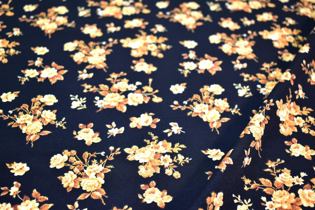 Printed Floral Crepe/Viscose Fabric Material
