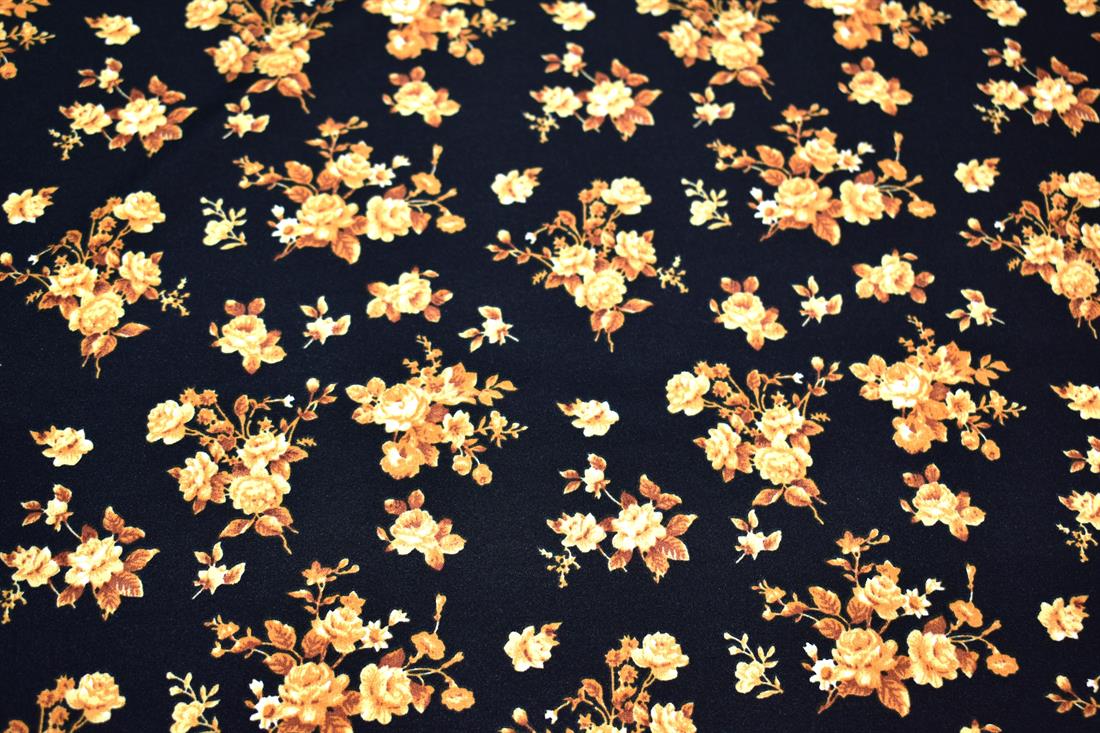 Printed Floral Crepe/Viscose Fabric Material