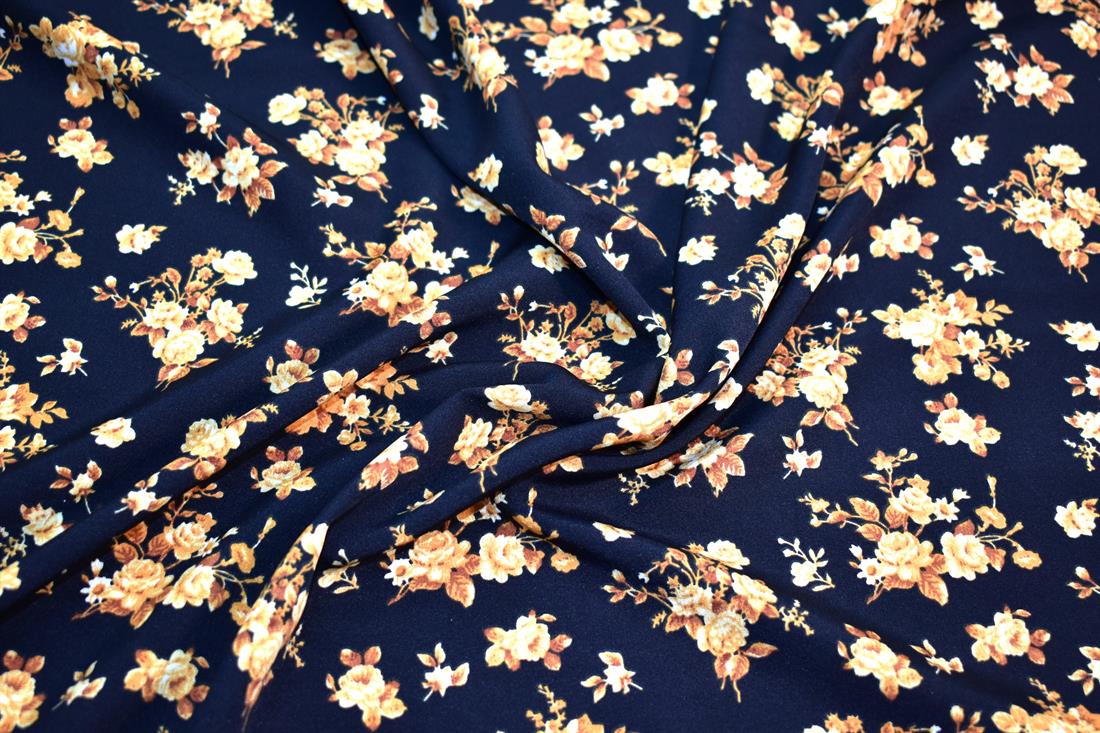 Printed Floral Crepe/Viscose Fabric Material