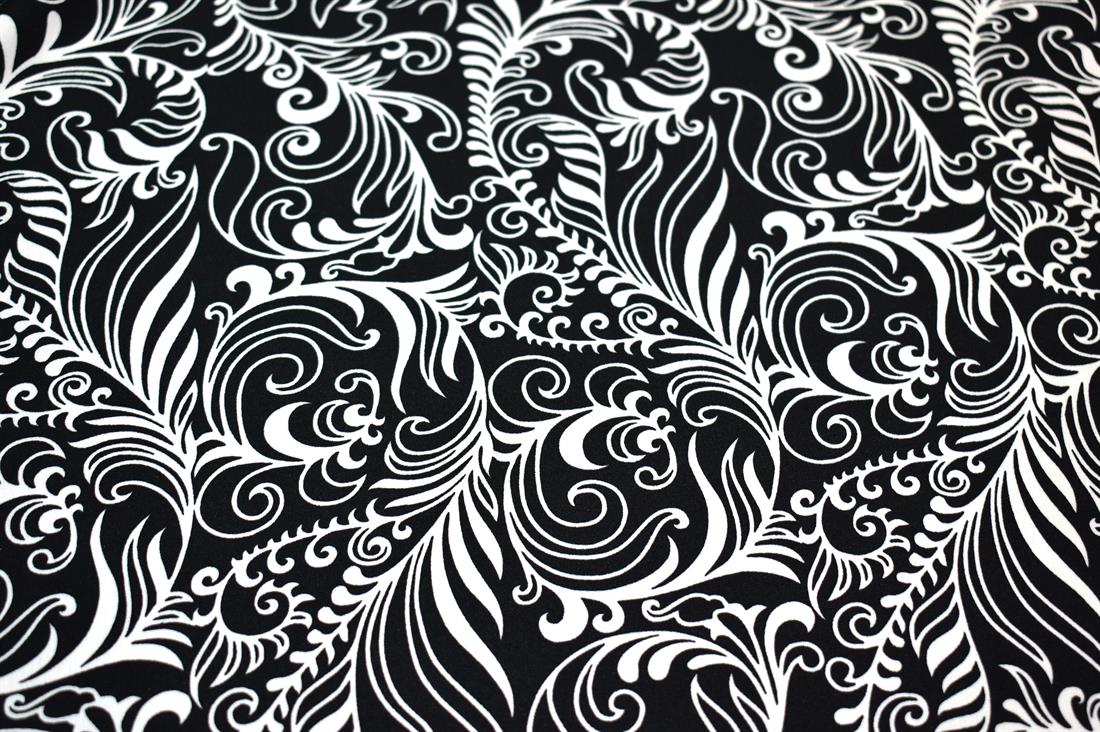 Black & White Printed Floral Crepe/Viscose Fabric Material