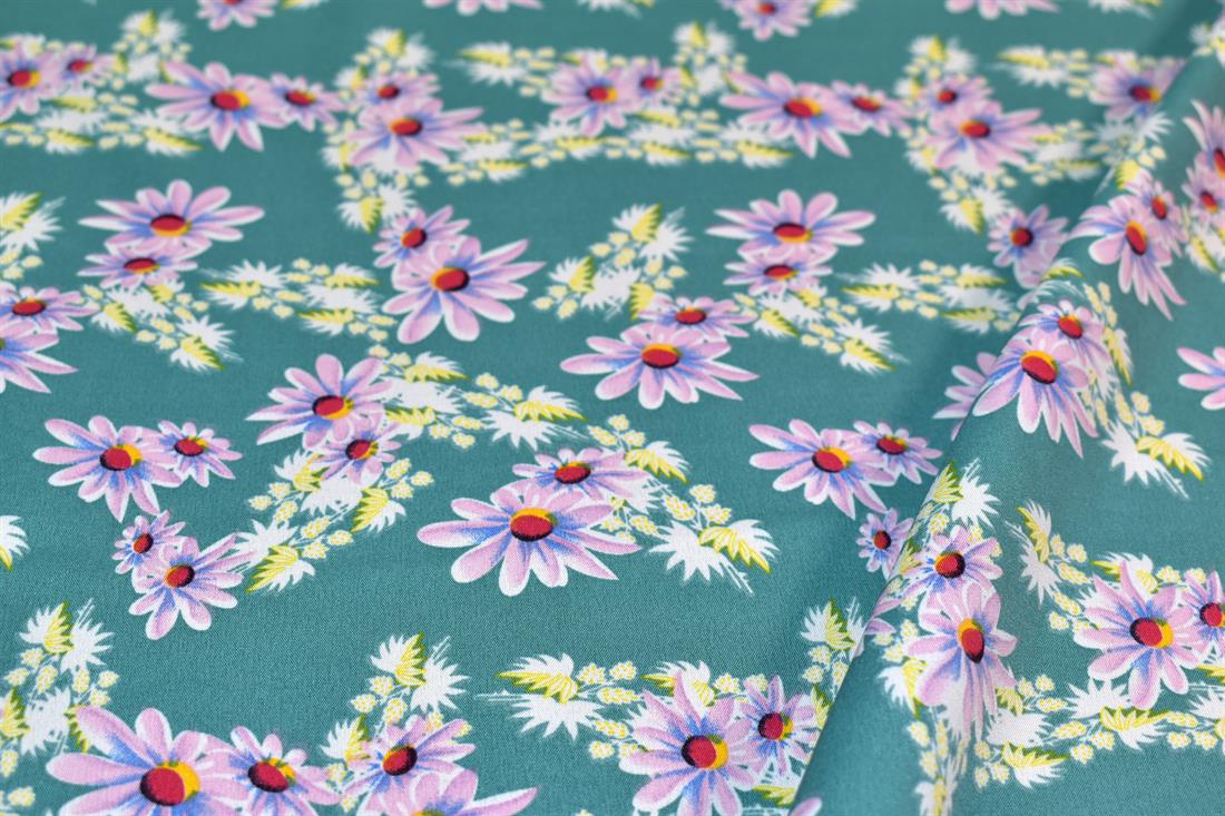 Printed Floral Crepe/Viscose Fabric Material