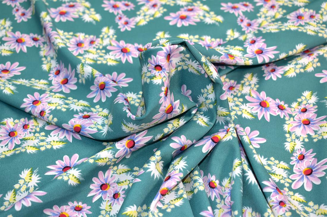 Printed Floral Crepe/Viscose Fabric Material
