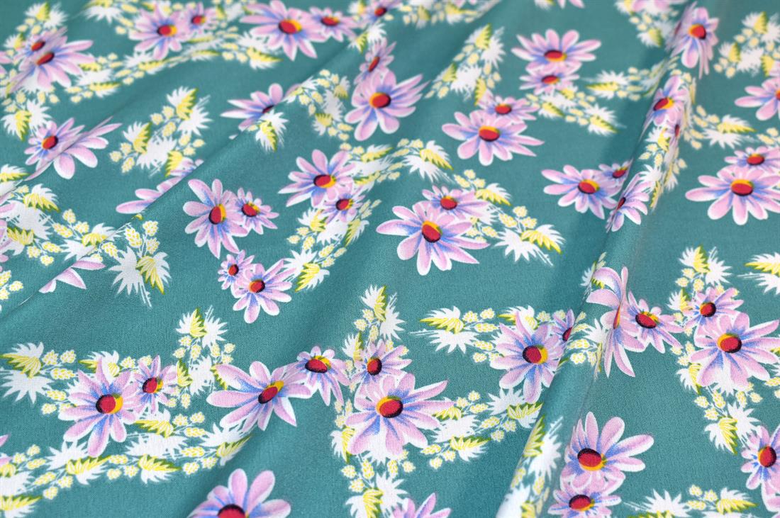 Printed Floral Crepe/Viscose Fabric Material