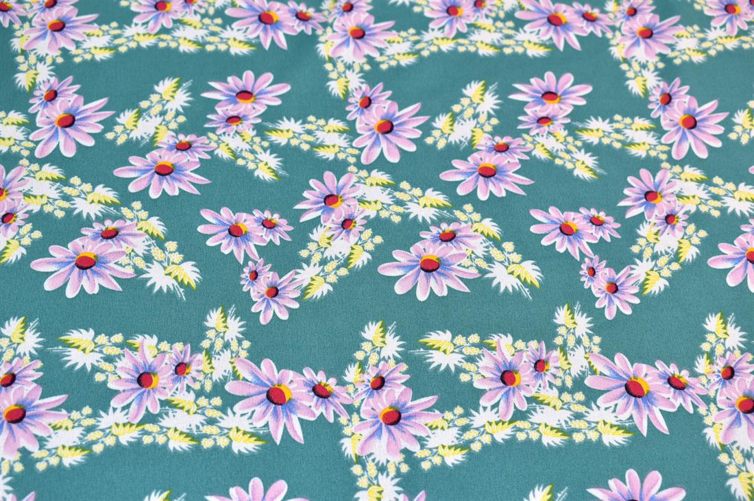 Printed Floral Crepe/Viscose Fabric Material