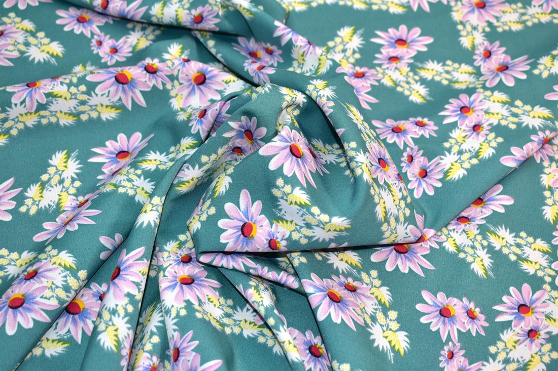 Printed Floral Crepe/Viscose Fabric Material