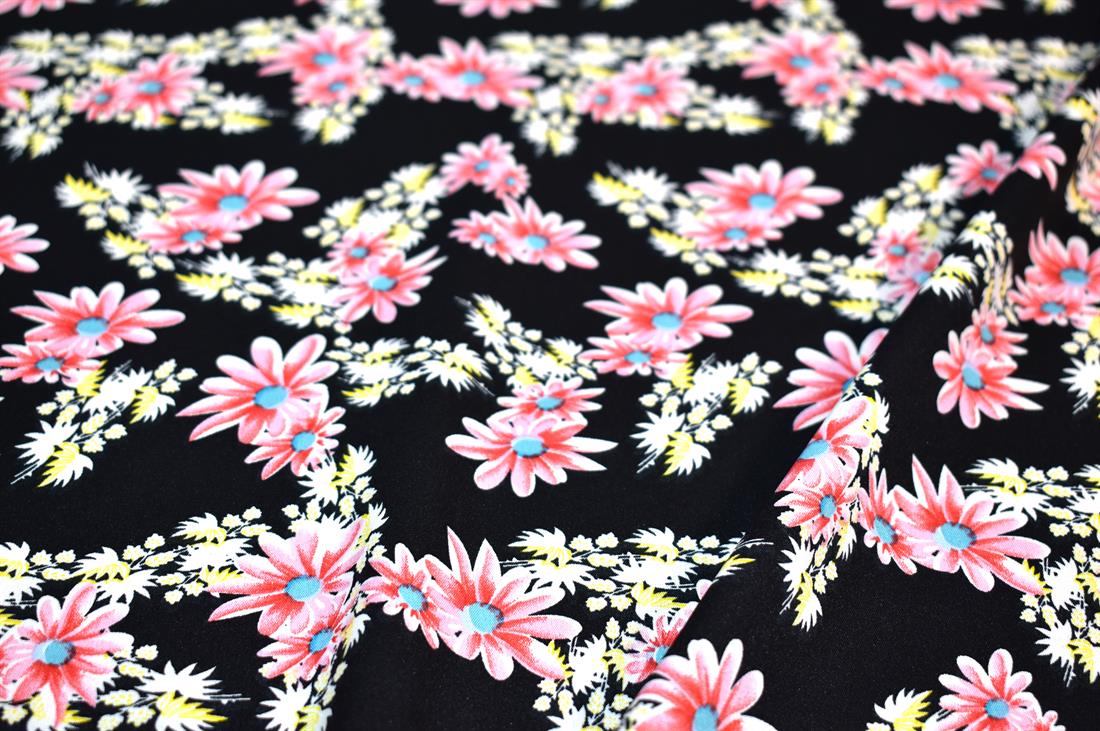 Printed Floral Crepe/Viscose Fabric Material