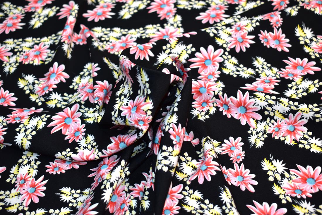 Printed Floral Crepe/Viscose Fabric Material