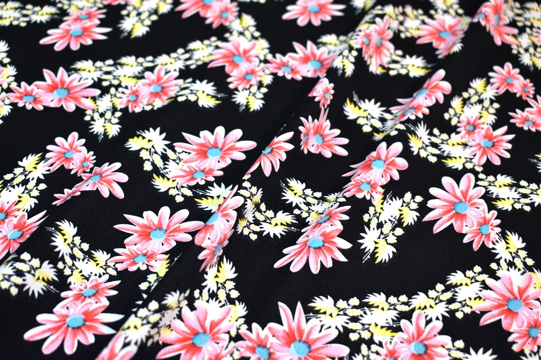 Printed Floral Crepe/Viscose Fabric Material