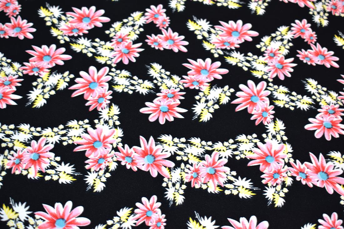 Printed Floral Crepe/Viscose Fabric Material