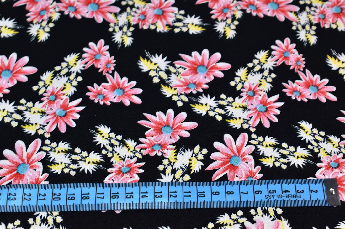 Printed Floral Crepe/Viscose Fabric Material