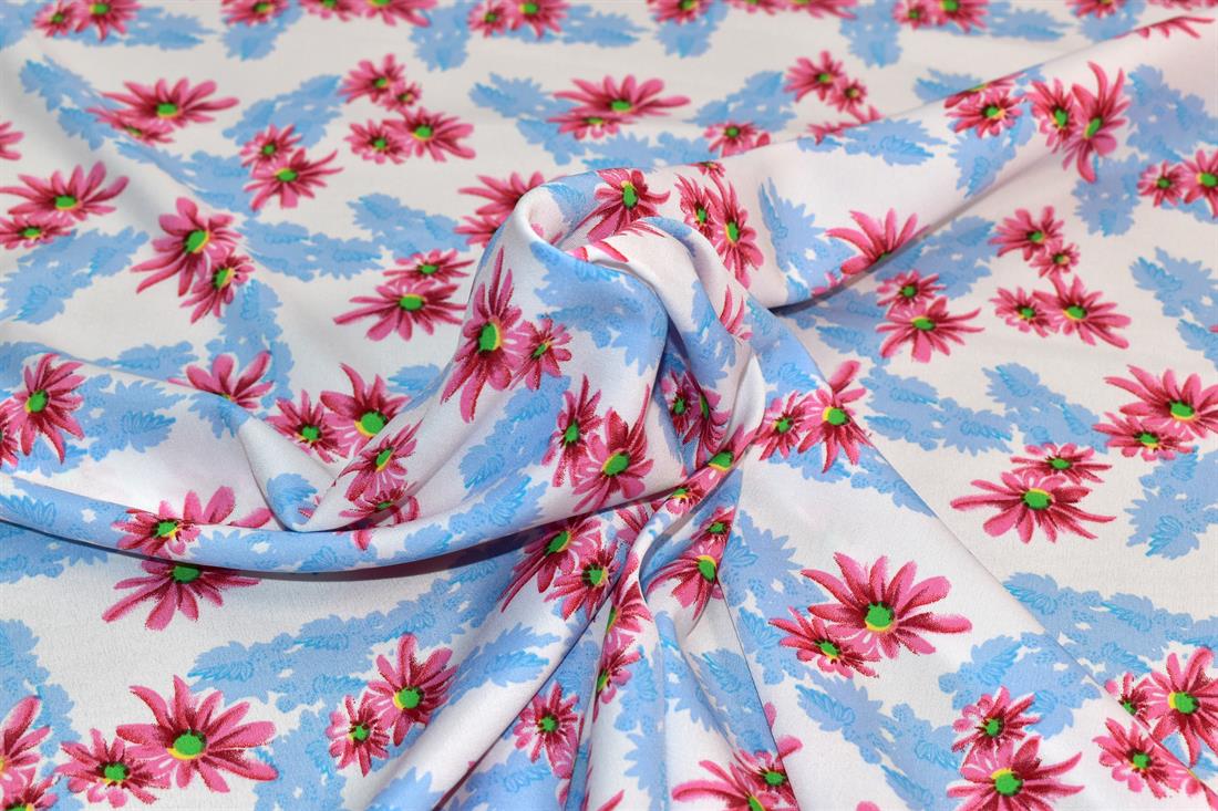 Printed Floral Crepe/Viscose Fabric Material