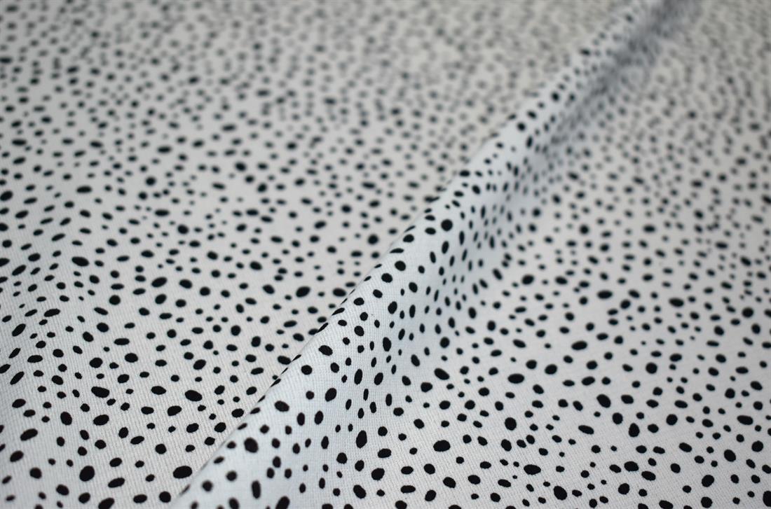 White & Black Dalmatian Spots Printed Floral Crepe/Viscose Fabric…