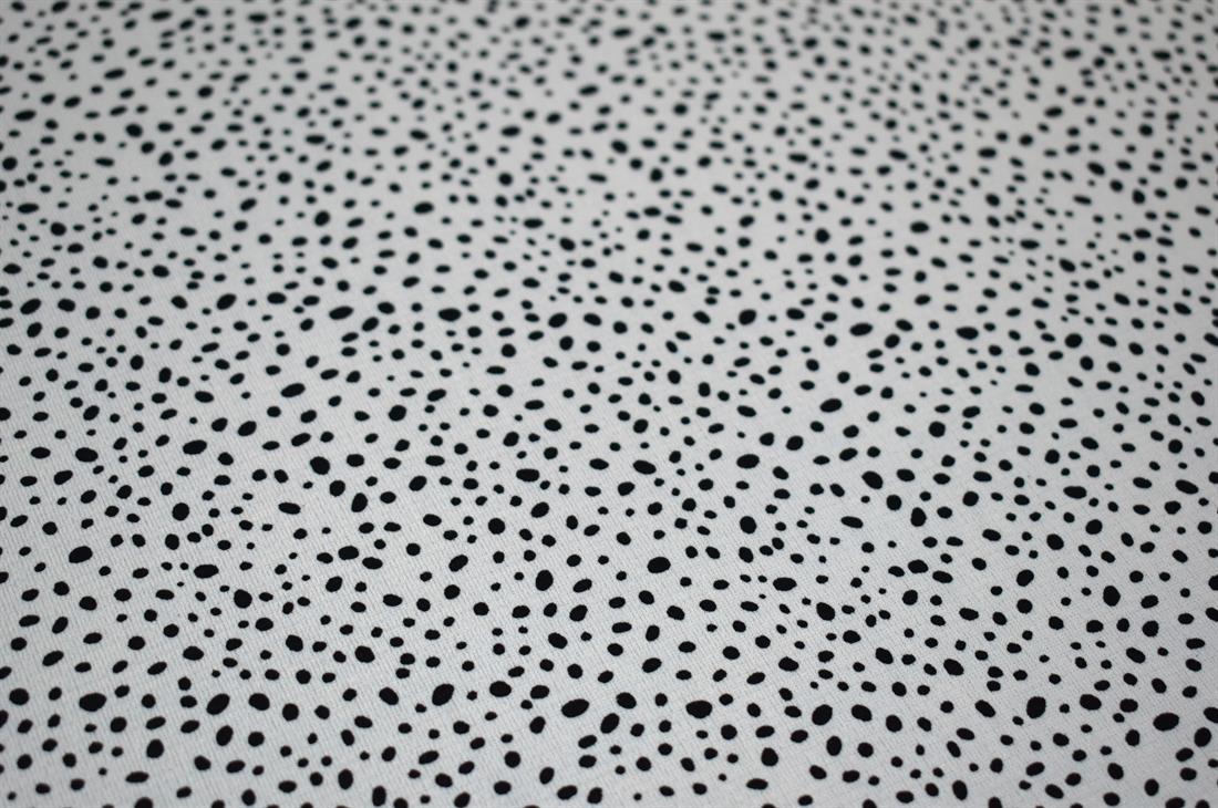White & Black Dalmatian Spots Printed Floral Crepe/Viscose Fabric…