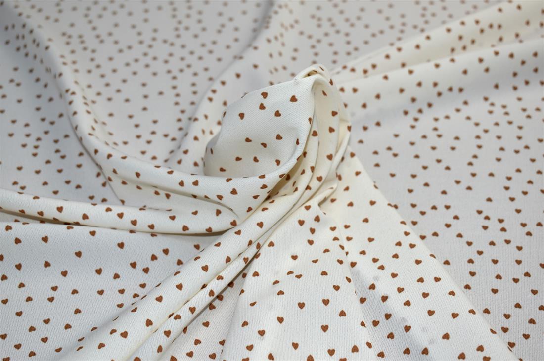 White & Beige Printed Floral Crepe/Viscose Fabric Material