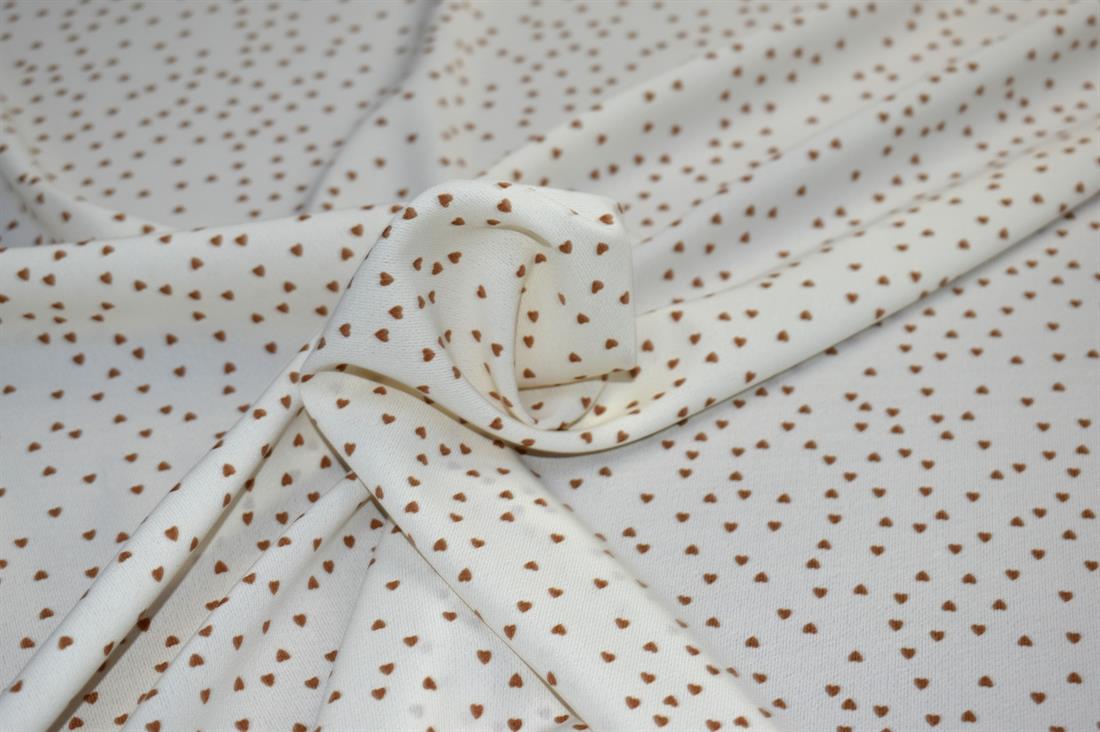 White & Beige Printed Floral Crepe/Viscose Fabric Material