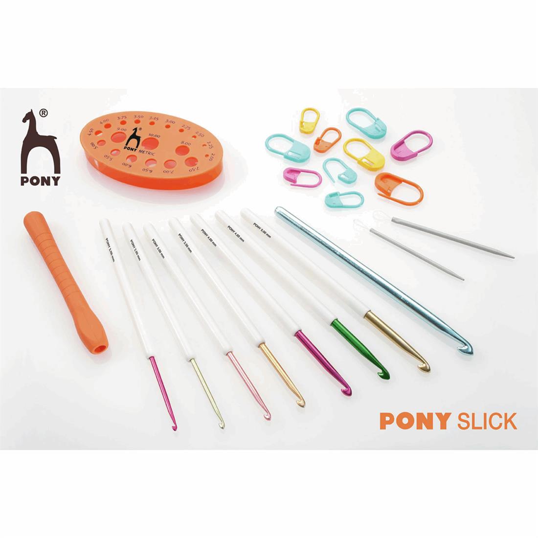 Crochet Hooks: Slick: Anodised Aluminium: Interchangeable: Assorted S
