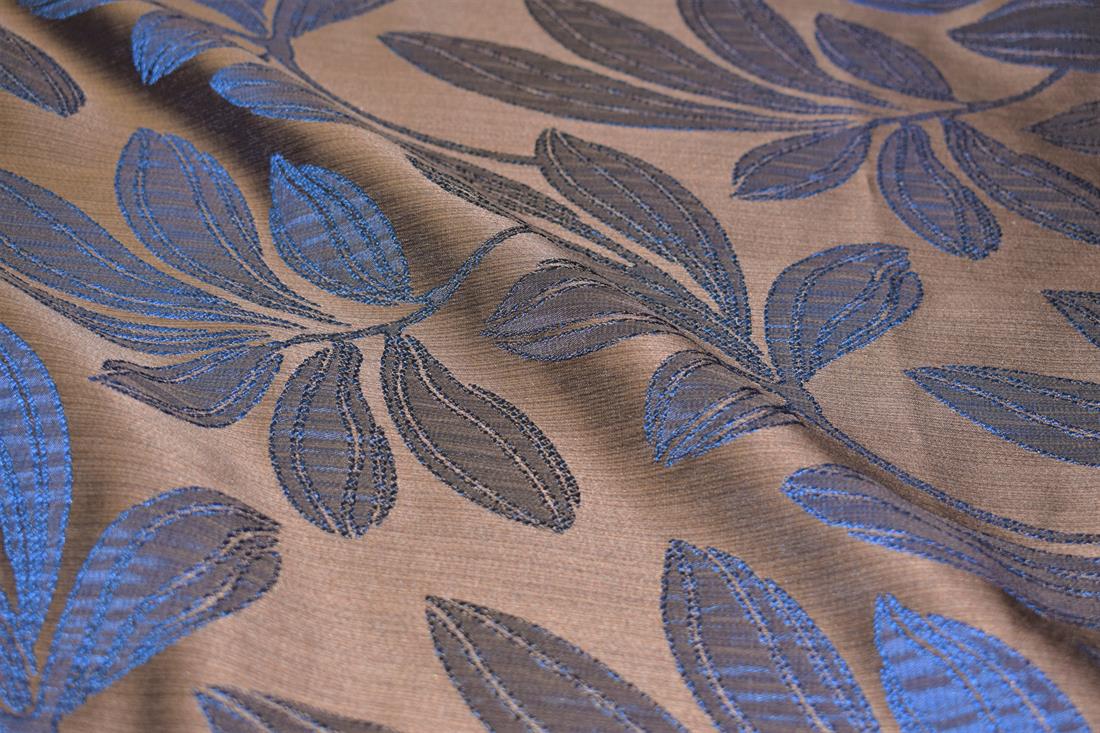 Brown Leaves Printed Furnishing Upholstery Curtain Fabric
