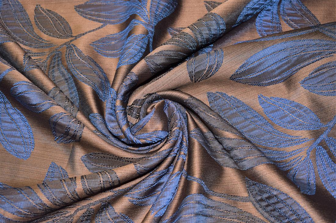 Brown Leaves Printed Furnishing Upholstery Curtain Fabric
