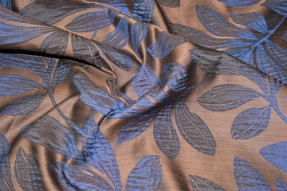 Brown Leaves Printed Furnishing Upholstery Curtain Fabric