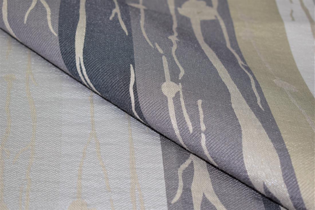 Grey/Multi Self-Print Furnishing Upholstery Curtain Fabric