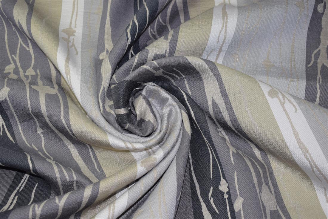 Grey/Multi Self-Print Furnishing Upholstery Curtain Fabric