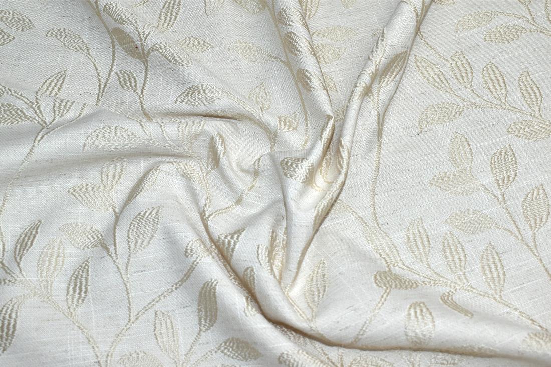 Beige Leaves Printed Furnishing Upholstery Curtain Fabric