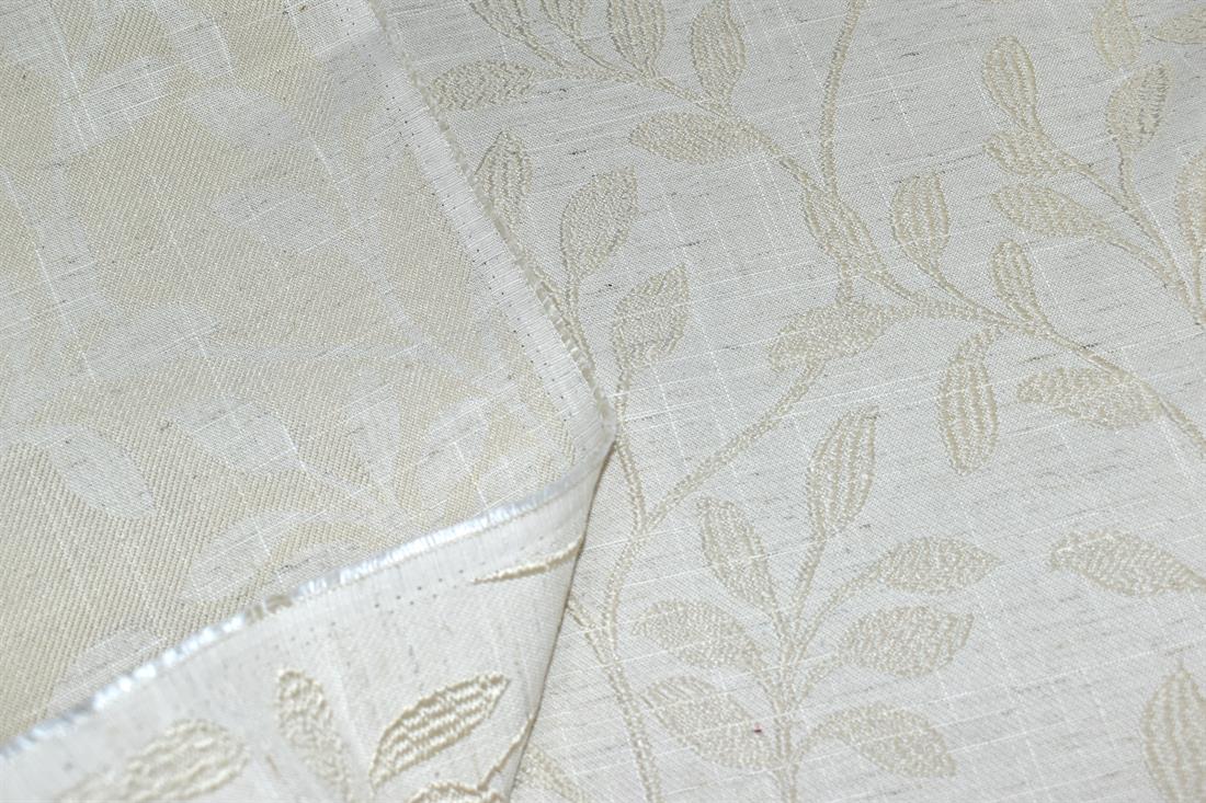 Beige Leaves Printed Furnishing Upholstery Curtain Fabric