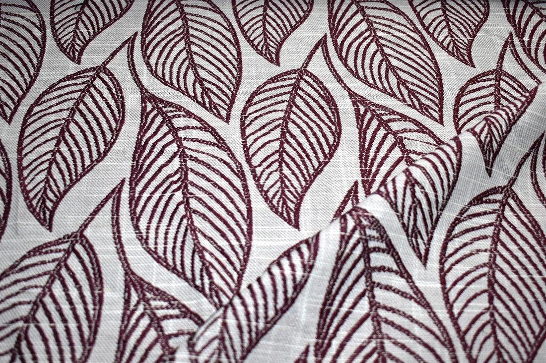 Wine & Cream Wine/Cream Leaves Printed Furnishing Upholstery Curtain…