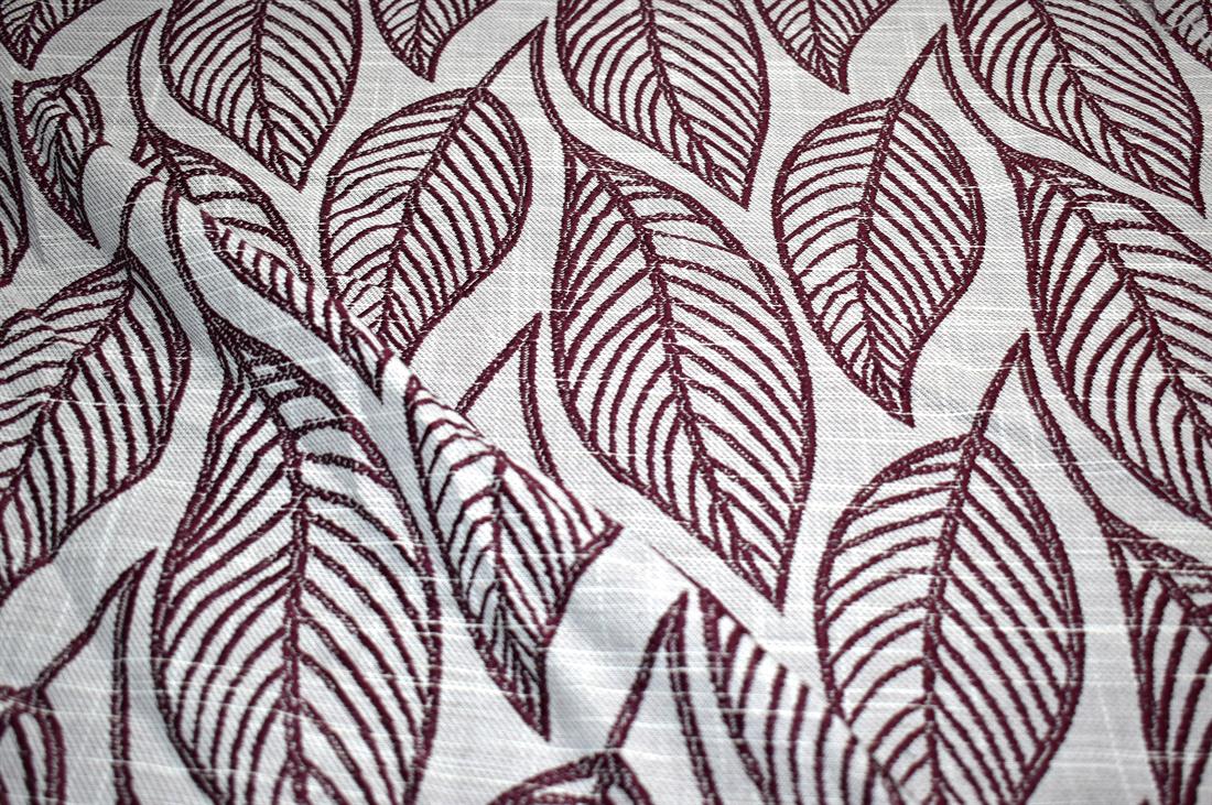 Wine & Cream Wine/Cream Leaves Printed Furnishing Upholstery Curtain…