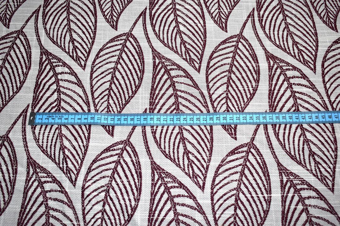 Wine & Cream Wine/Cream Leaves Printed Furnishing Upholstery Curtain…