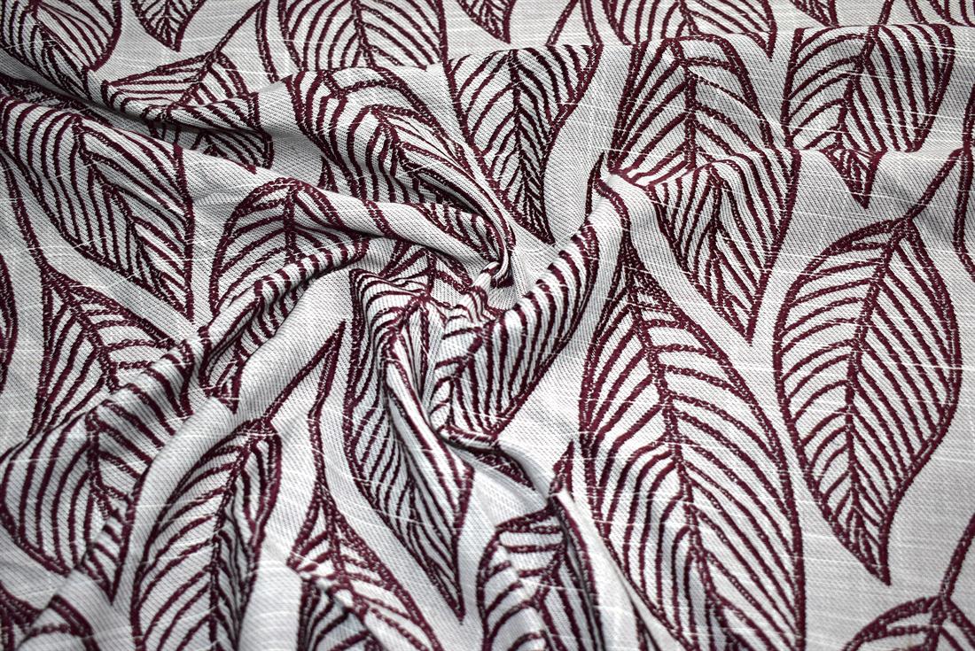 Wine & Cream Wine/Cream Leaves Printed Furnishing Upholstery Curtain…