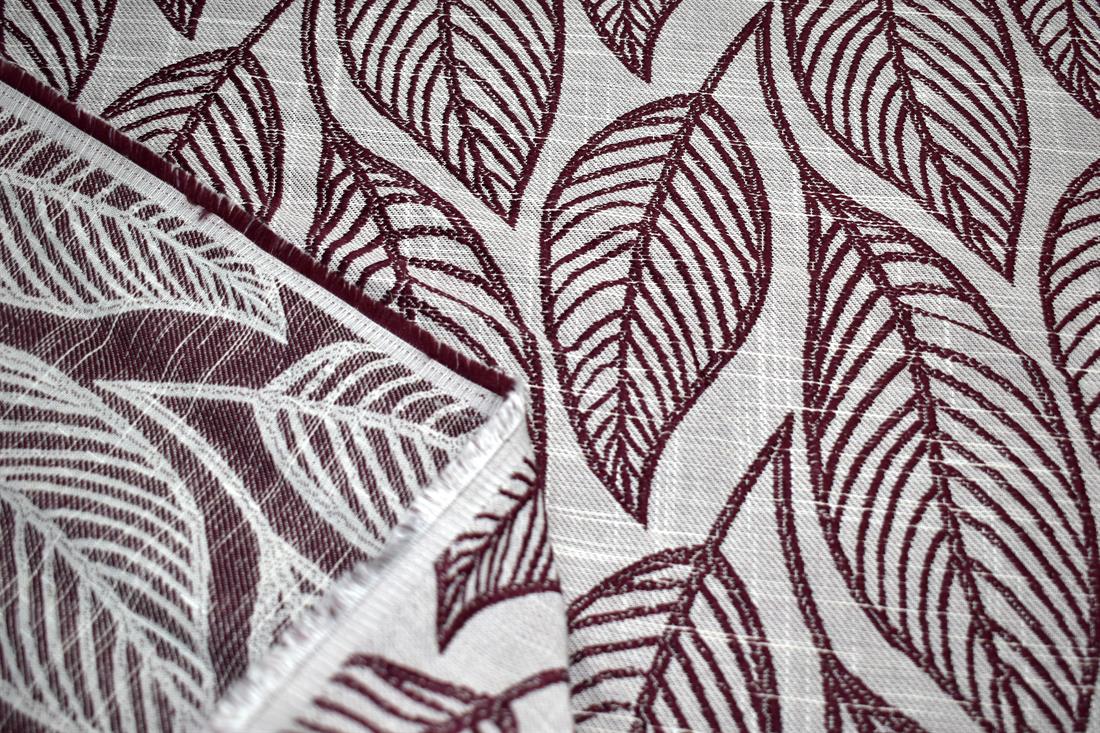 Wine & Cream Wine/Cream Leaves Printed Furnishing Upholstery Curtain…