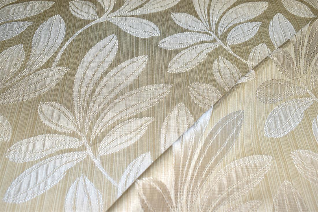 Beige Leaves Printed Furnishing Upholstery Curtain Fabric