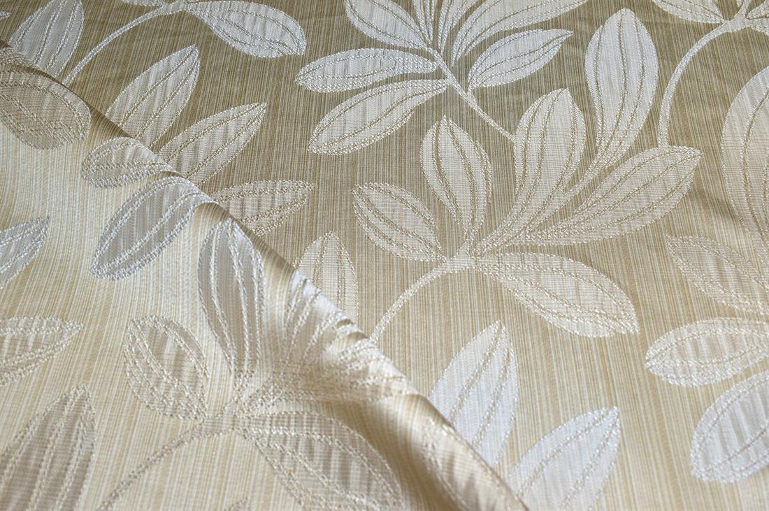 Beige Leaves Printed Furnishing Upholstery Curtain Fabric