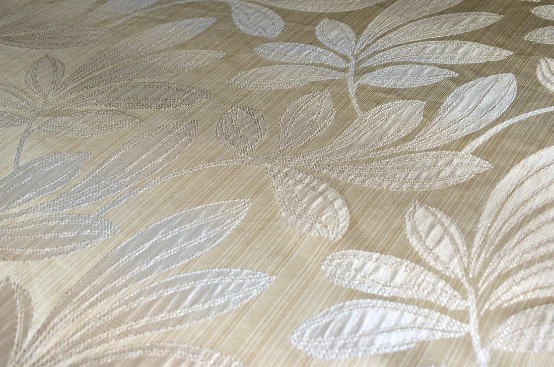 Beige Leaves Printed Furnishing Upholstery Curtain Fabric
