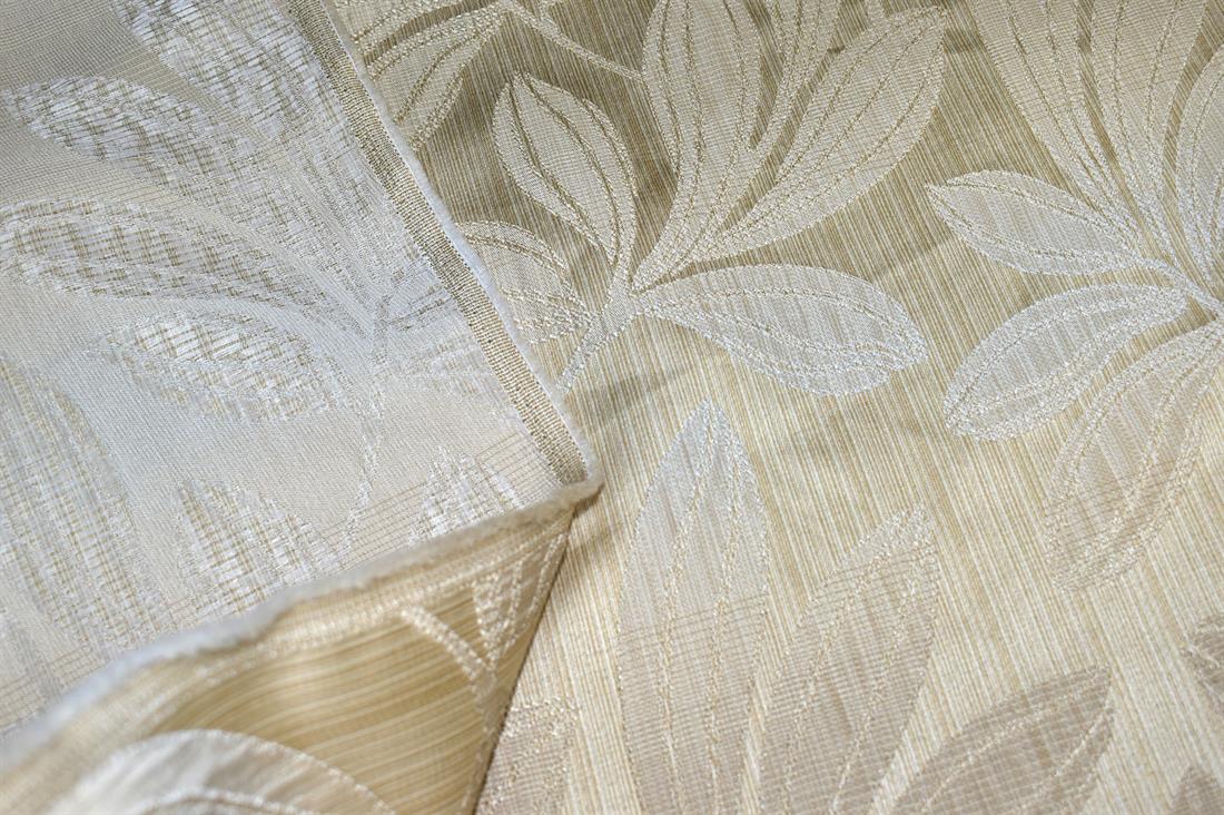 Beige Leaves Printed Furnishing Upholstery Curtain Fabric